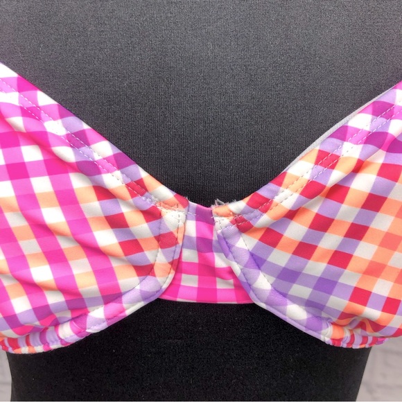 Pink Two Piece Multi Colored Swimsuit Large Bottom Size D/DD Top - Picture 9 of 12